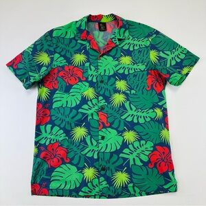 OVO Octobers Very Own Spellout Floral Hawaiian short sleeve button down shirt M
